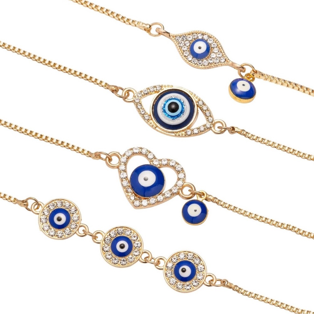 4 piece adjustable “evil eye” bracelets